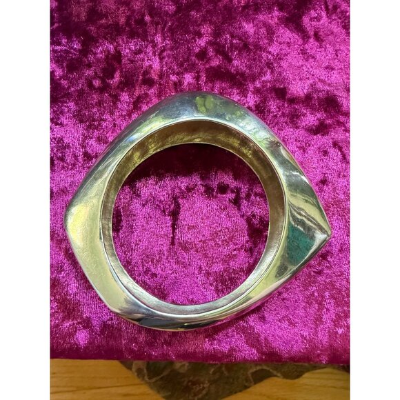 Modern Style Sterling Silver Abstract Bangle Bracelet 130.93g Marked 925 - Picture 4 of 7